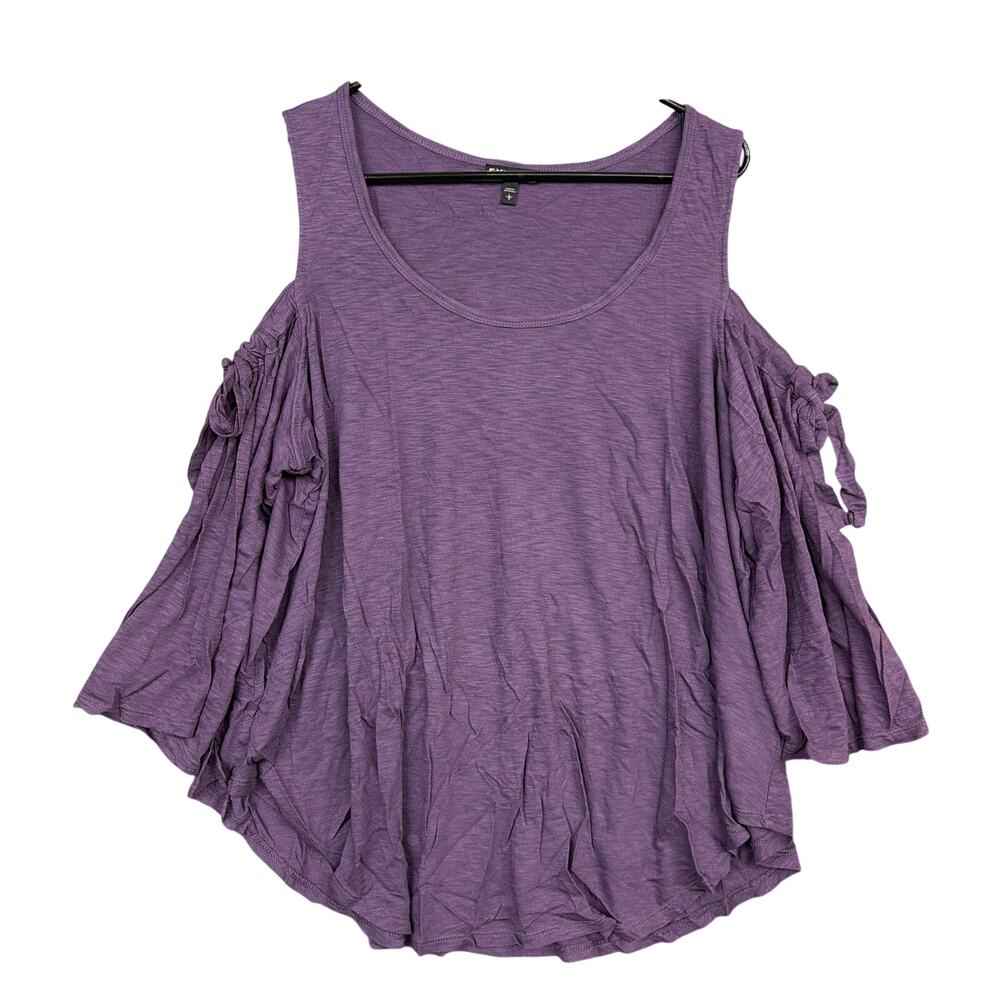 Express Womens Shirt Purple Cold Shoulder Flared Sleeve Modal Scoop Neck Large - Picture 1 of 11